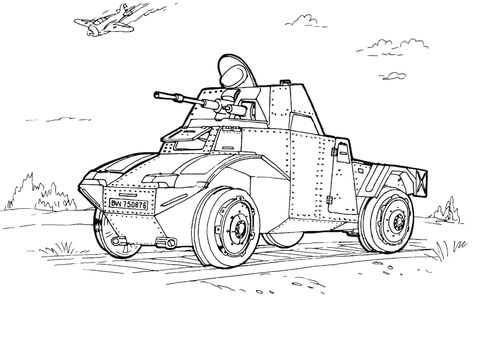 Military Armored Car Coloring Page